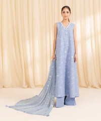 3 Piece -  Embroidered Karandi Suit | SAPPHIRE