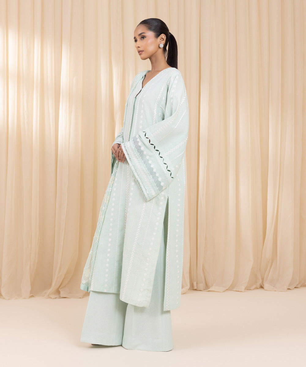 3 Piece -  Embroidered Karandi Suit | SAPPHIRE