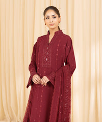 3 Piece -  Embroidered Cotton Karandi Suit | SAPPHIRE