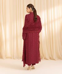 3 Piece -  Embroidered Cotton Karandi Suit | SAPPHIRE