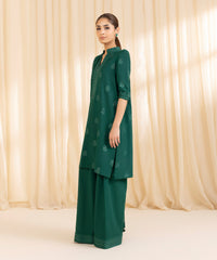 3 Piece -  Embroidered Cotton Karandi Suit | SAPPHIRE