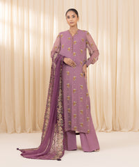 3 Piece - Embroidered Chiffon Suit | SAPPHIRE