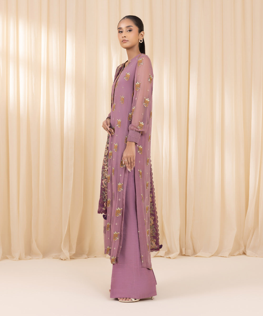 3 Piece - Embroidered Chiffon Suit | SAPPHIRE