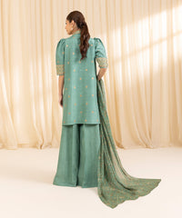 3 Piece -  Embroidered Raw Silk Suit | SAPPHIRE