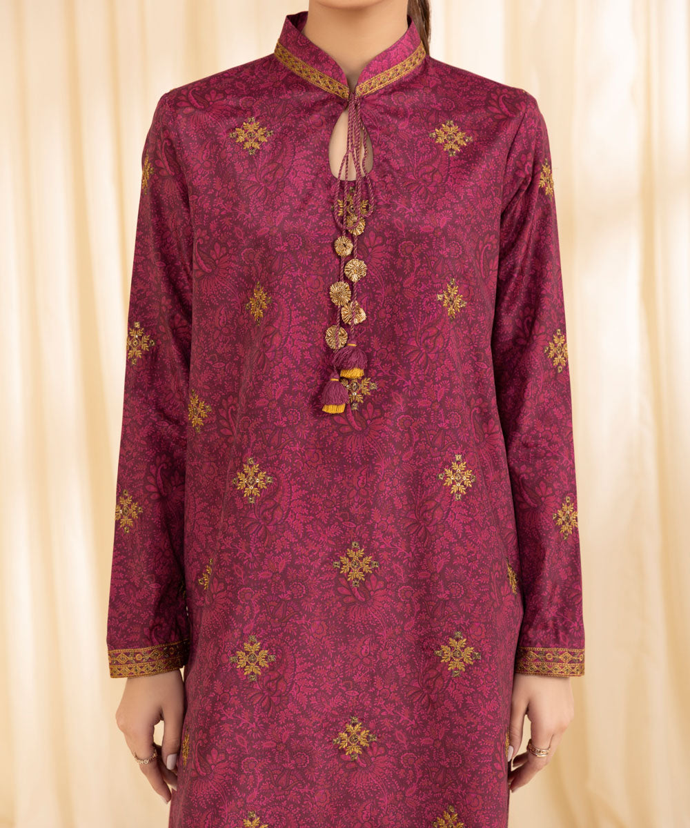 2 Piece - Embroidered Silk Suit | SAPPHIRE