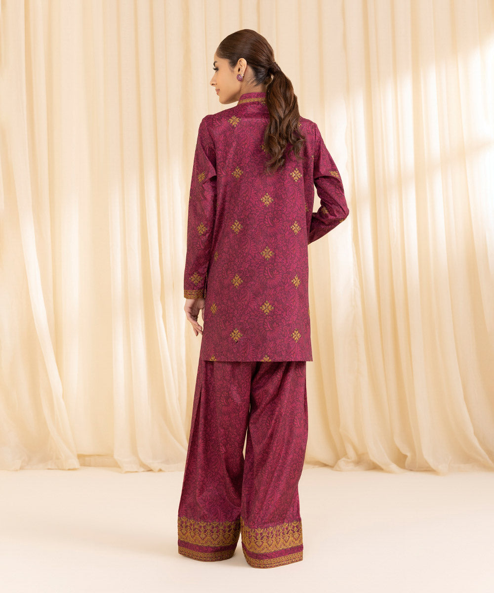 2 Piece - Embroidered Silk Suit | SAPPHIRE