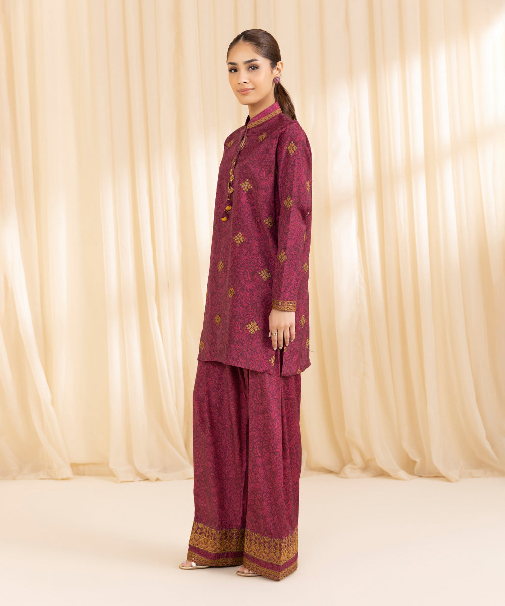 2 Piece - Embroidered Silk Suit | SAPPHIRE