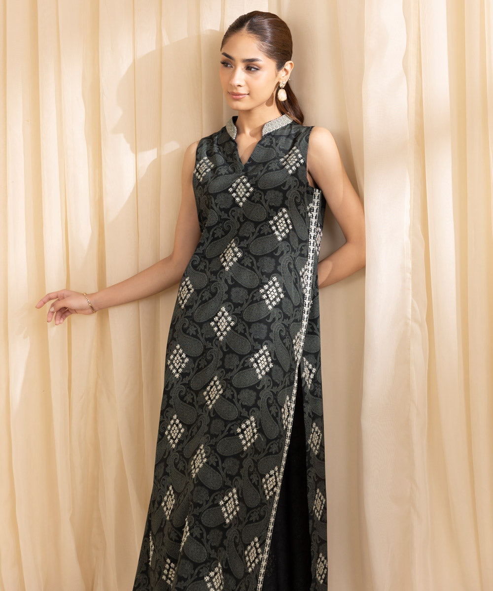 2 Piece - Embroidered Silk Suit | SAPPHIRE