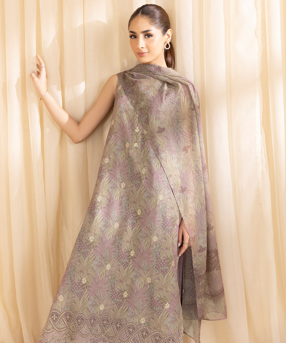 3 Piece -  Embroidered Silk Suit | SAPPHIRE