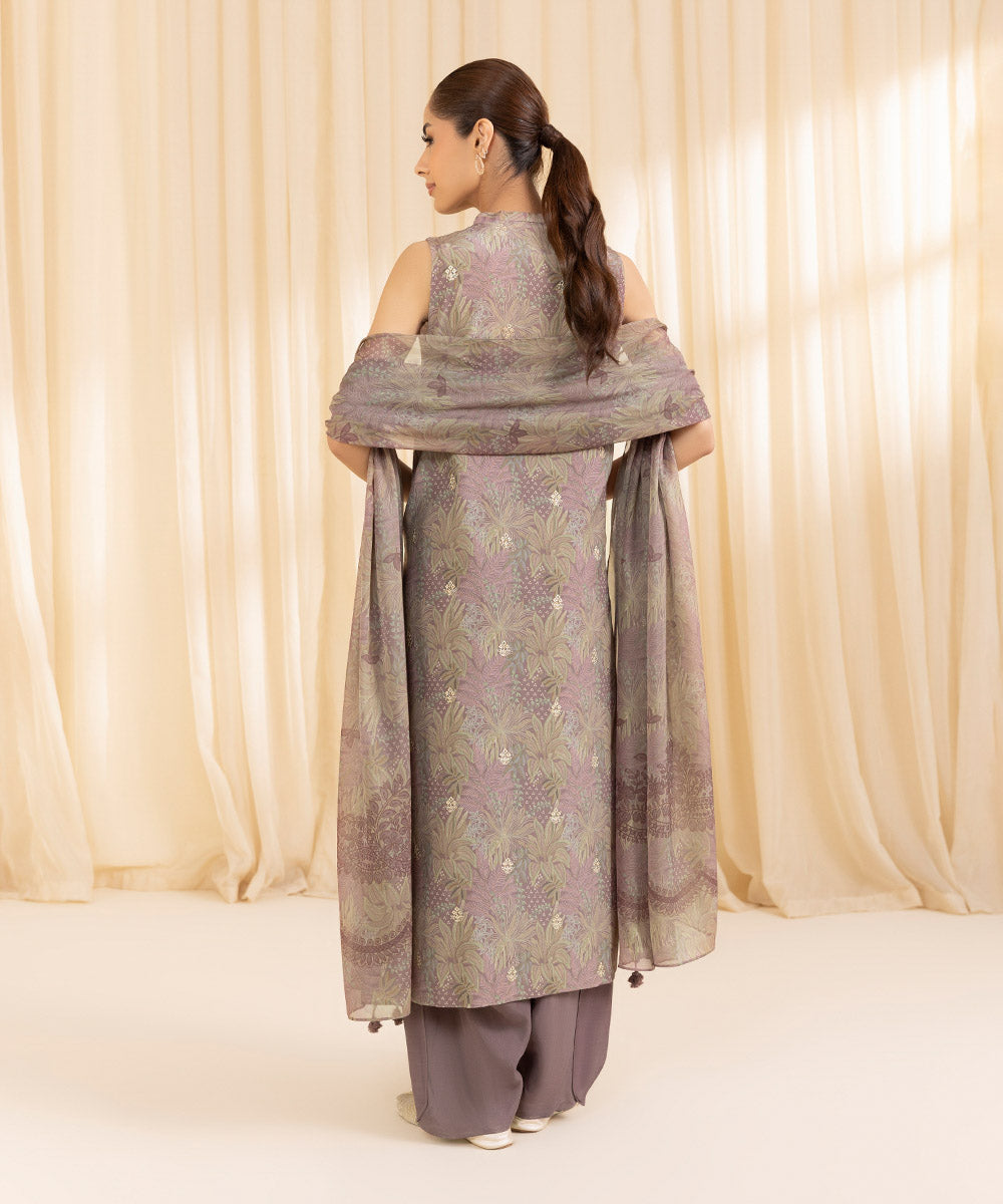 3 Piece -  Embroidered Silk Suit | SAPPHIRE