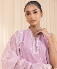 3 Piece -  Embroidered Karandi Suit | SAPPHIRE