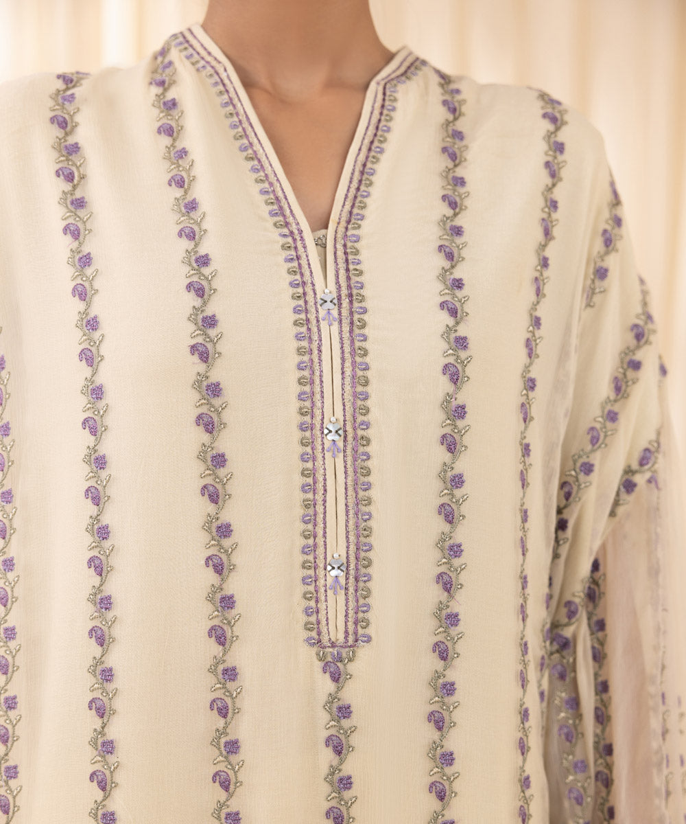 3 Piece - Embroidered Chiffon Suit | SAPPHIRE