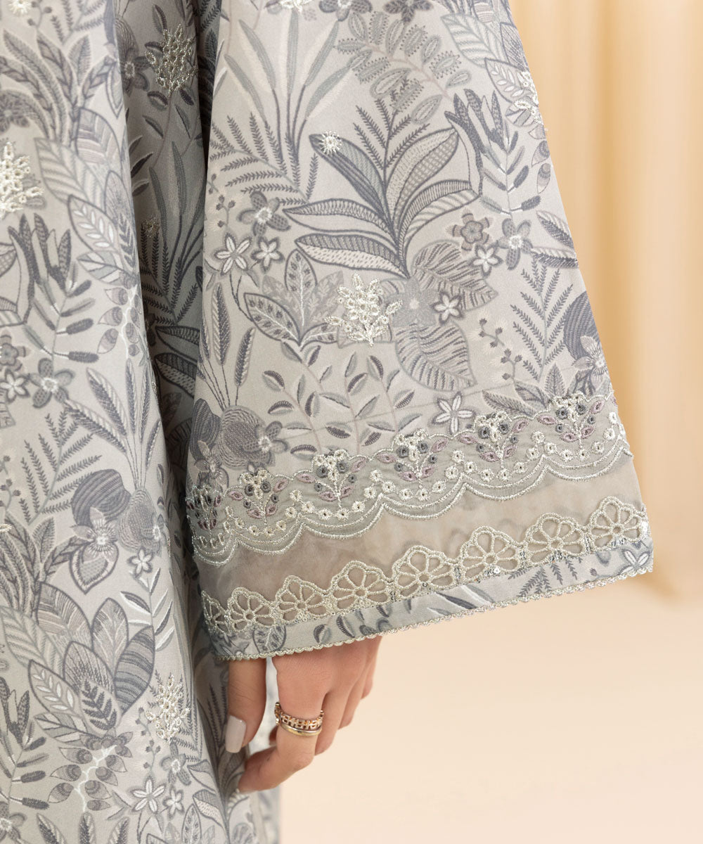 3 Piece -  Embroidered Silk Suit | SAPPHIRE