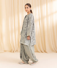 3 Piece -  Embroidered Silk Suit | SAPPHIRE