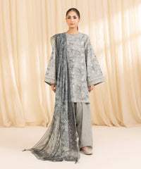 3 Piece -  Embroidered Silk Suit | SAPPHIRE