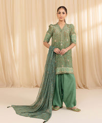 3 Piece -  Embroidered Silk Suit | SAPPHIRE