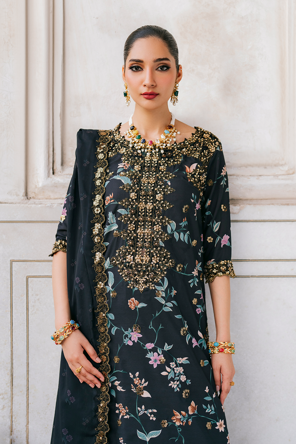 UE-317 Embroidered Raw Silk | Formal Wear | Iznik