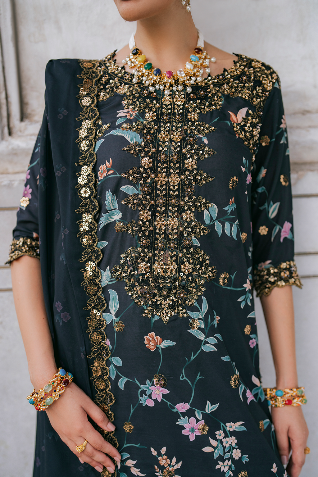 UE-317 Embroidered Raw Silk | Formal Wear | Iznik