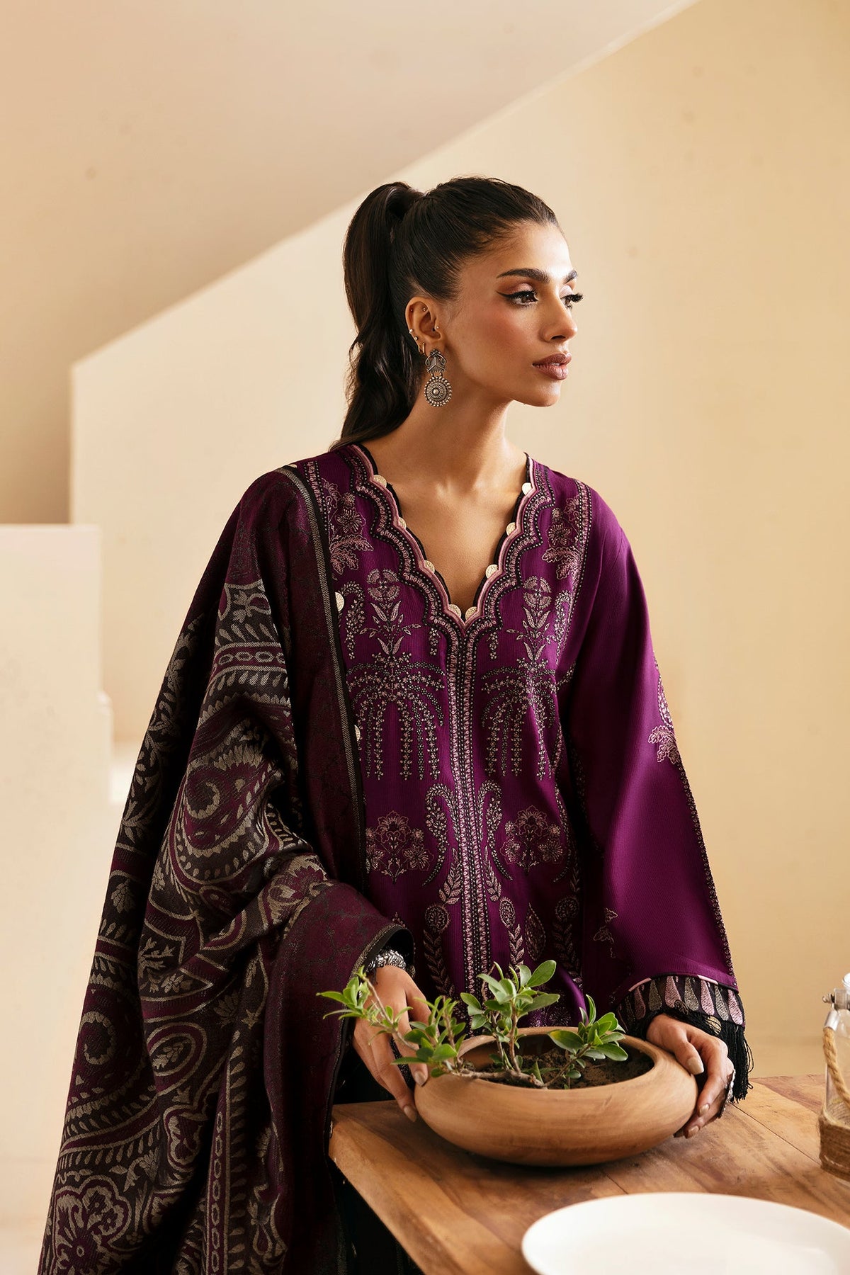 EMBROIDERED SUIT (E0457/203/517) | Rozana | ETHNC