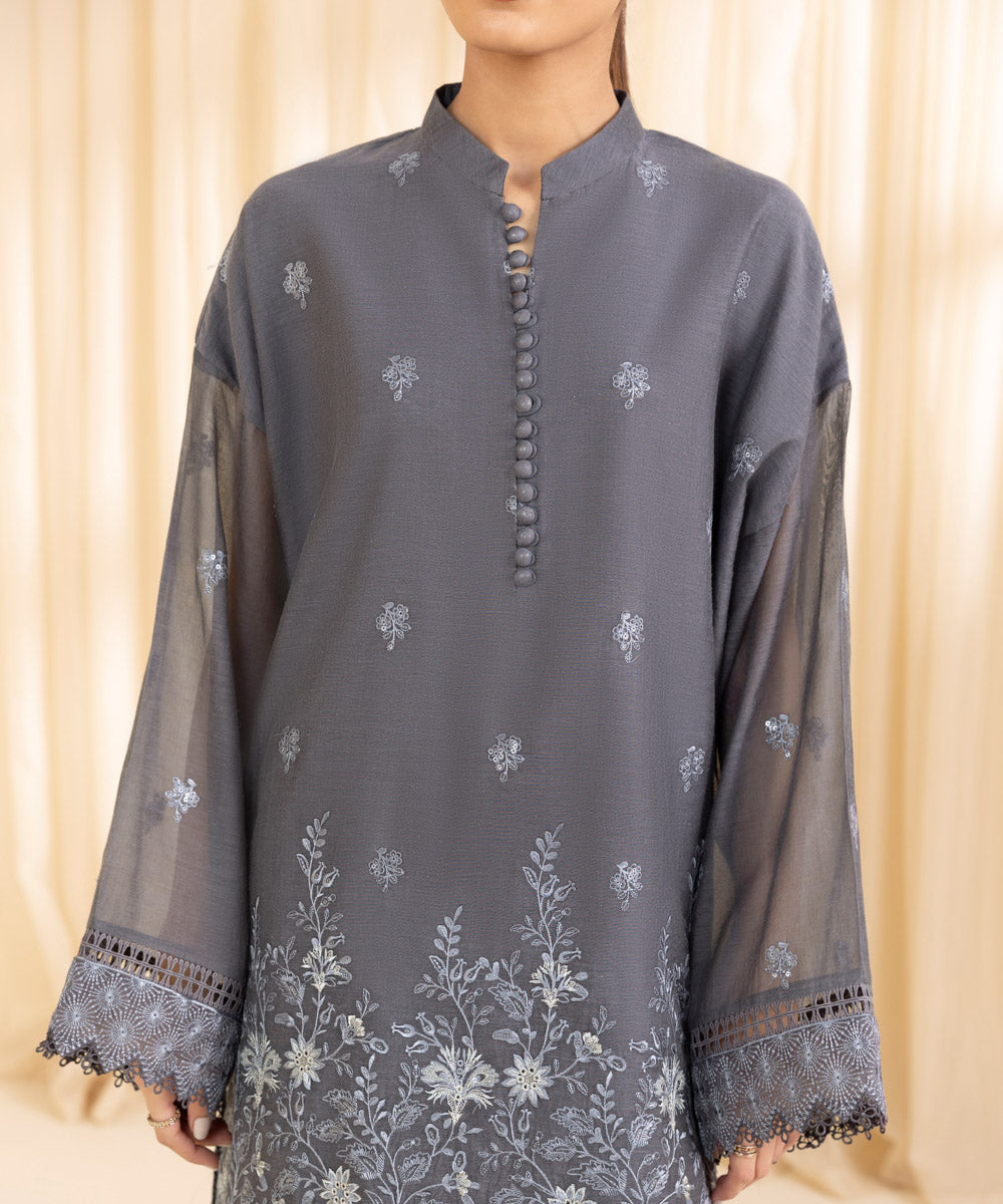 3 Piece -  Embroidered Muslin Suit | SAPPHIRE