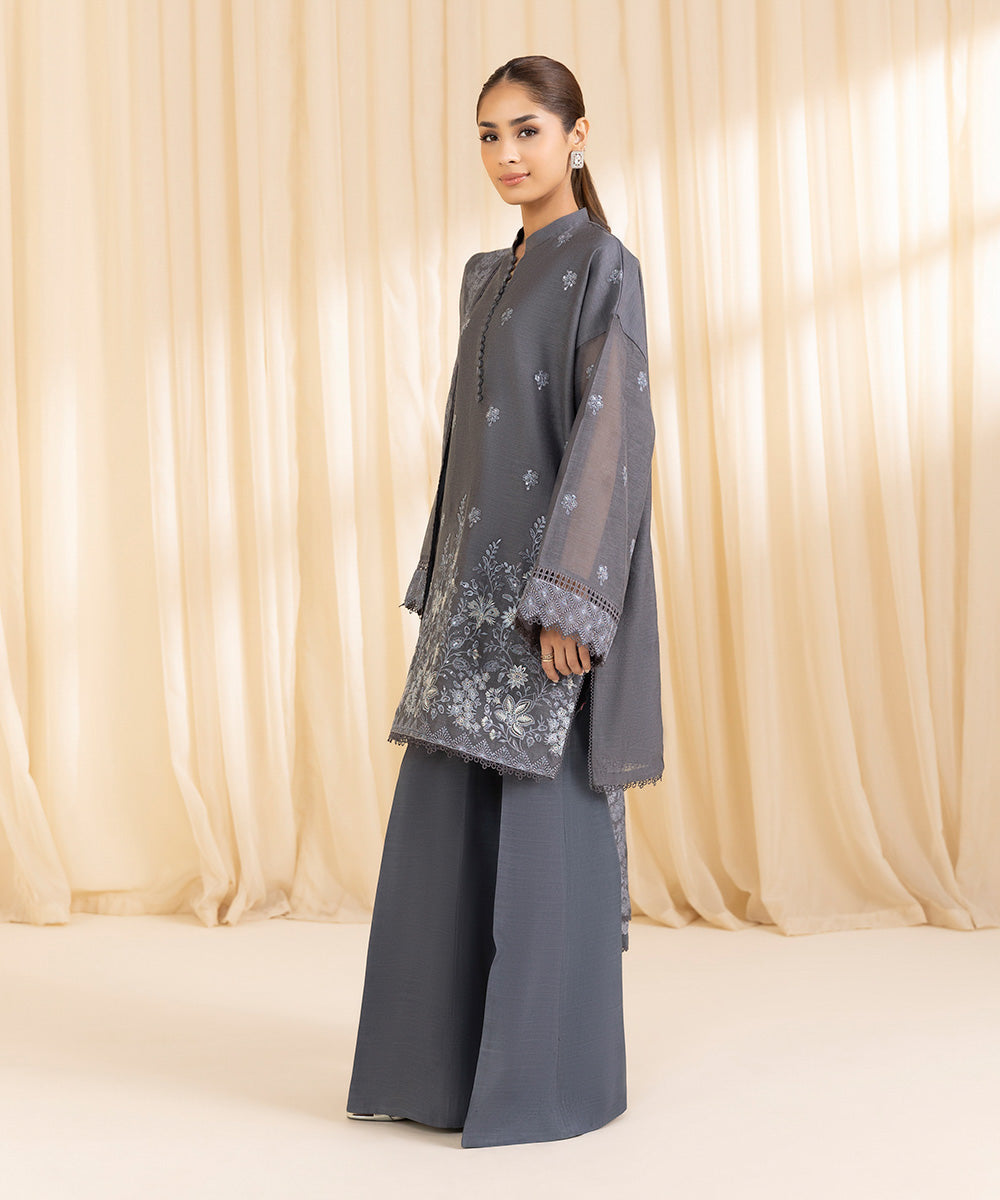 3 Piece -  Embroidered Muslin Suit | SAPPHIRE