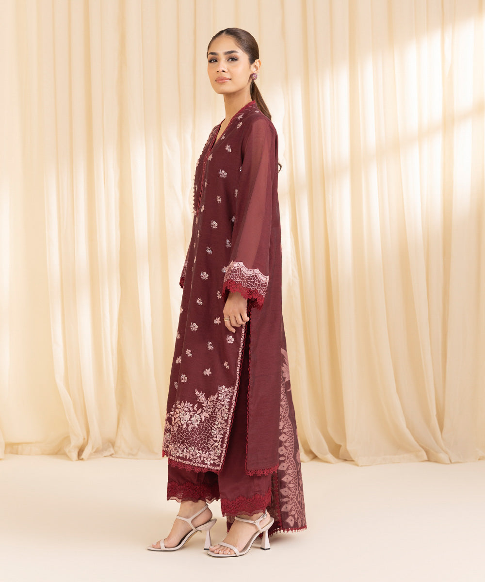 3 Piece -  Embroidered Muslin Suit | SAPPHIRE