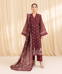 3 Piece -  Embroidered Muslin Suit | SAPPHIRE