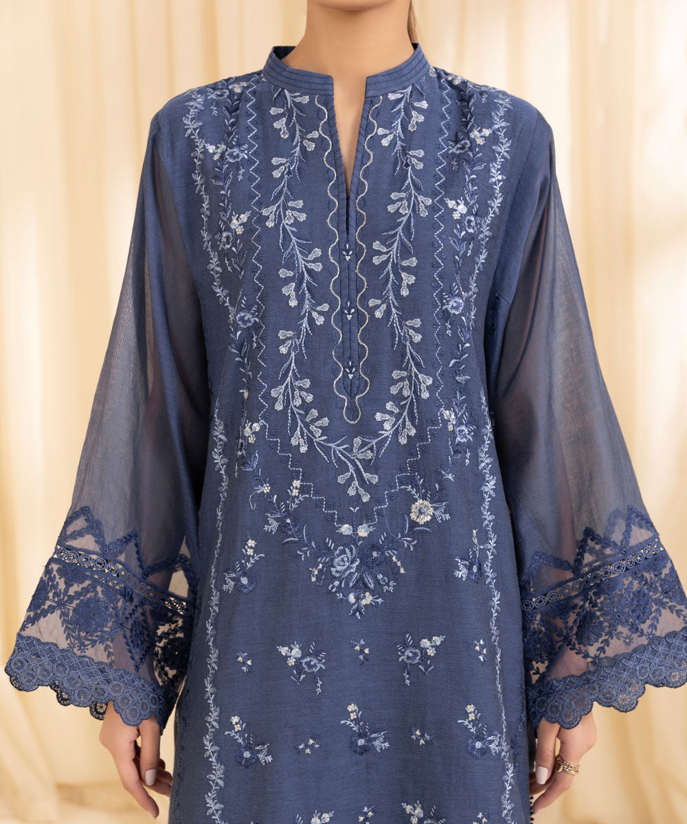 3 Piece -  Embroidered Muslin Suit | SAPPHIRE