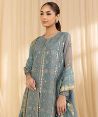 3 Piece -  Embroidered Organza Suit | SAPPHIRE