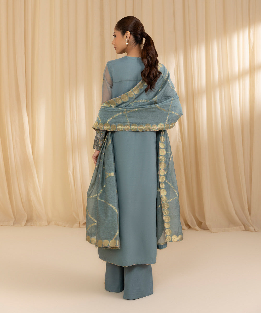 3 Piece -  Embroidered Organza Suit | SAPPHIRE