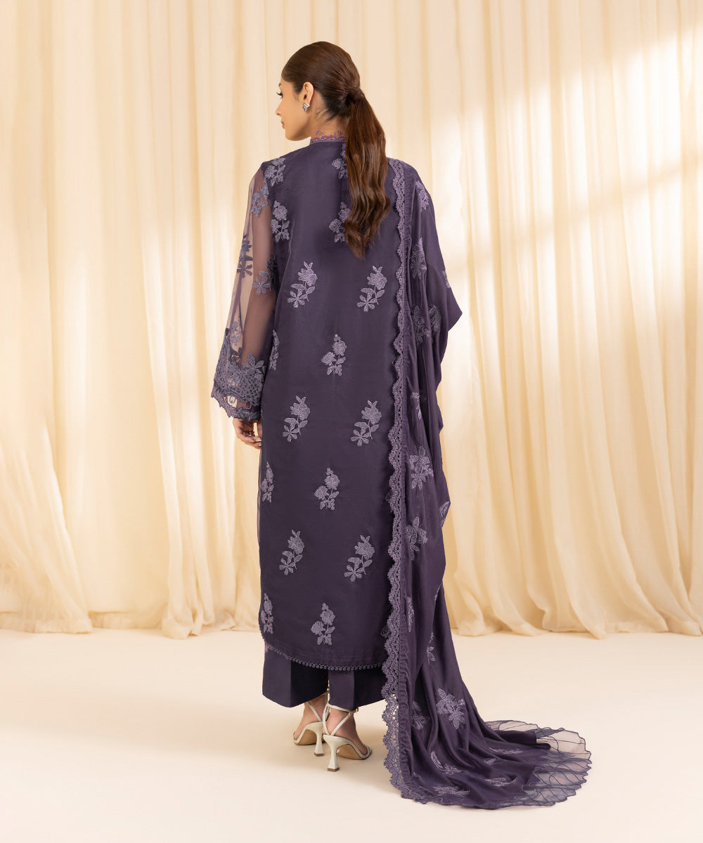 3 Piece -  Embroidered Organza Suit | SAPPHIRE