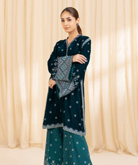 2 Piece - Embroidered Velvet Suit | SAPPHIRE