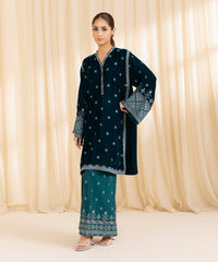 2 Piece - Embroidered Velvet Suit | SAPPHIRE