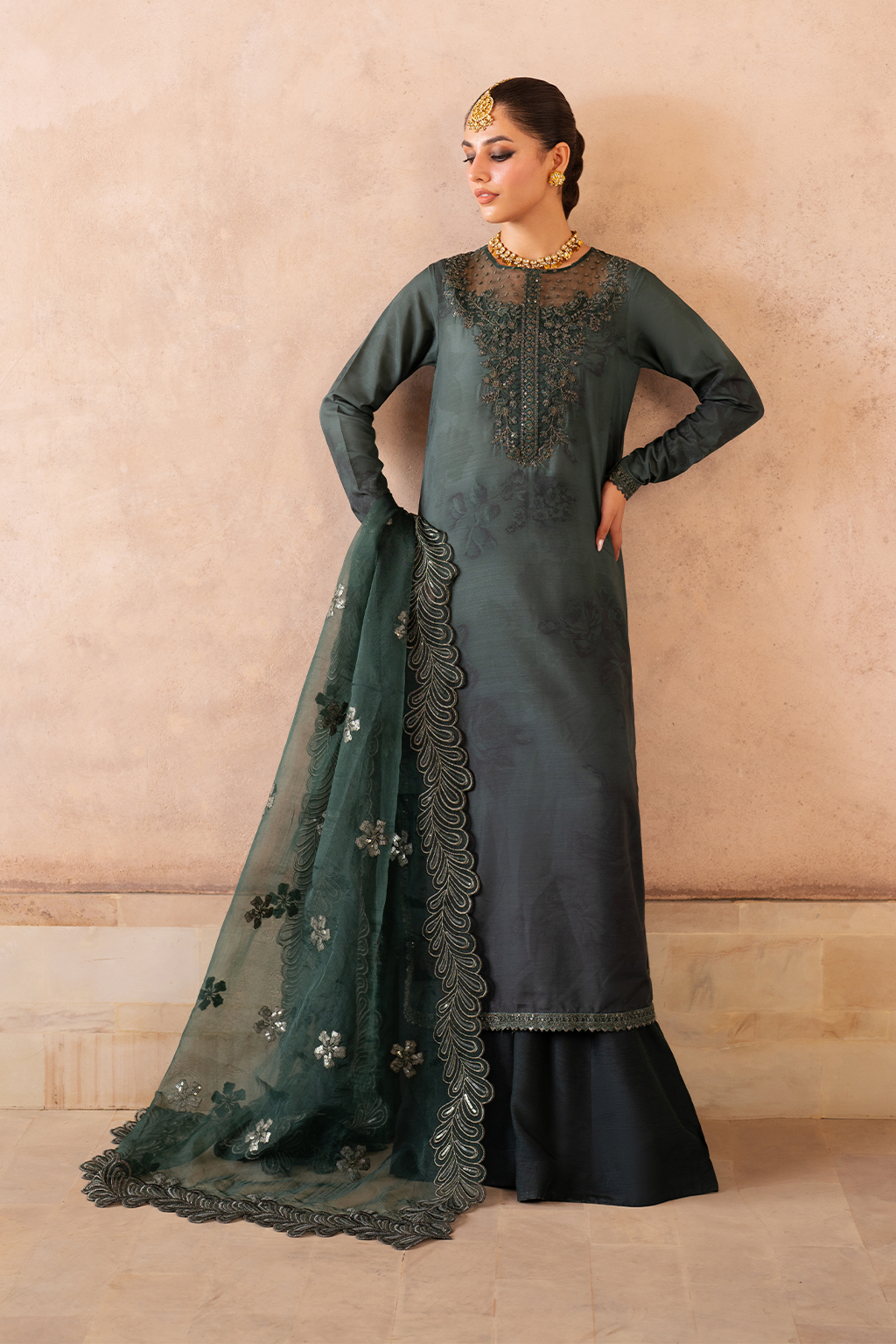 UE-324 Embroidered Raw Silk | Formal Wear | Iznik