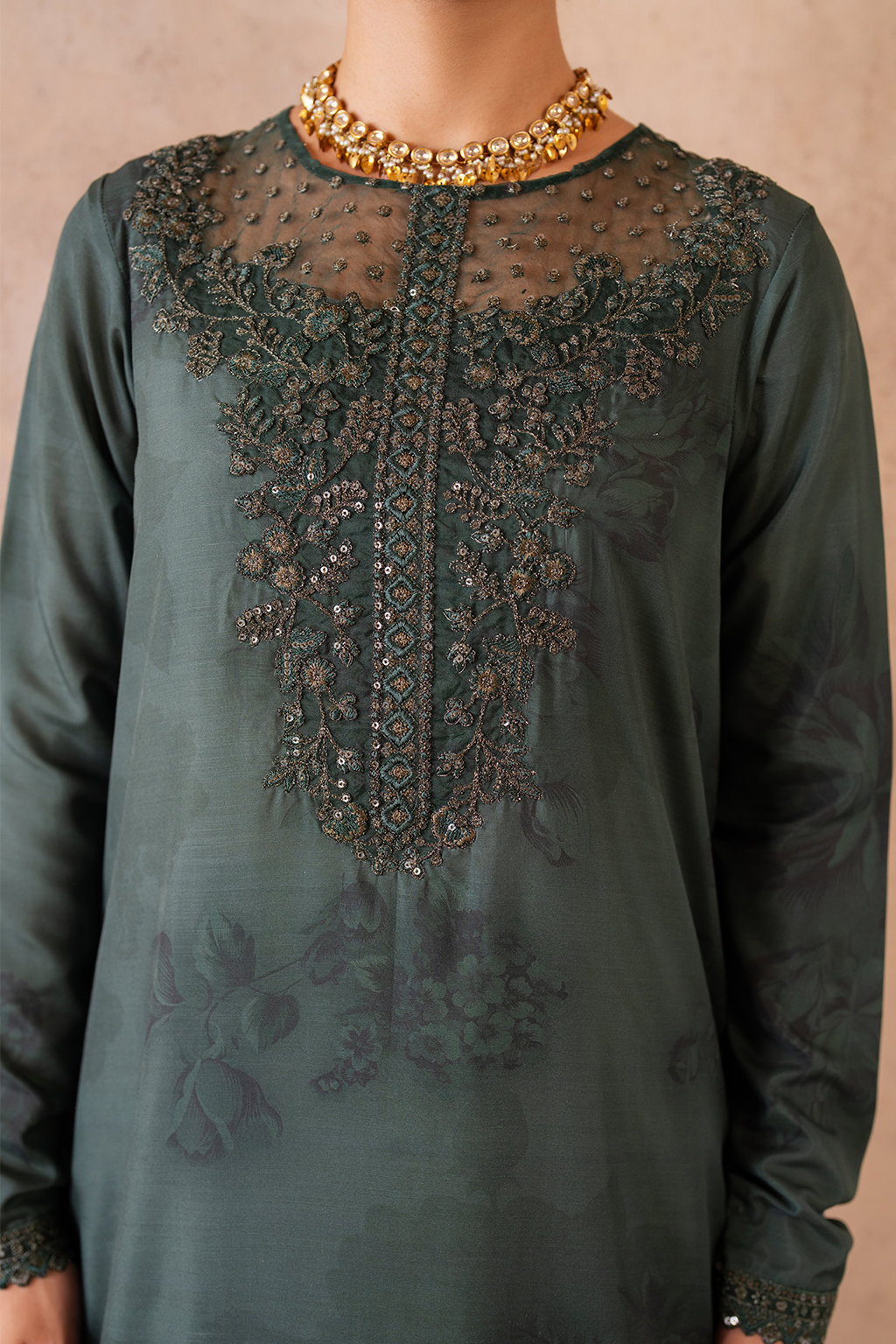 UE-324 Embroidered Raw Silk | Formal Wear | Iznik