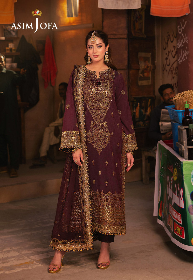 AJKK-01 EMBROIDERED TWISTED SILK 3 PCS |Asim Jofa