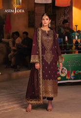 AJKK-01 EMBROIDERED TWISTED SILK 3 PCS |Asim Jofa