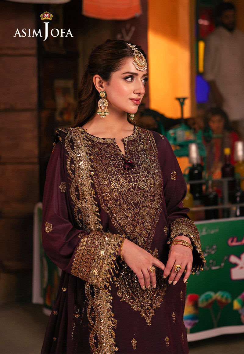 AJKK-01 EMBROIDERED TWISTED SILK 3 PCS |Asim Jofa