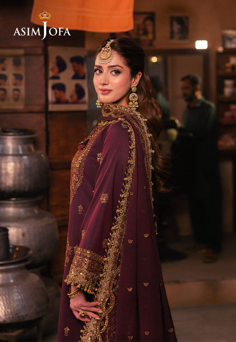 AJKK-01 EMBROIDERED TWISTED SILK 3 PCS |Asim Jofa