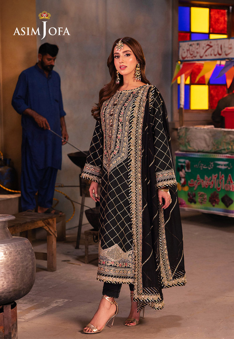 AJKK-02 EMBROIDERED TWISTED SILK 3 PCS |Asim Jofa