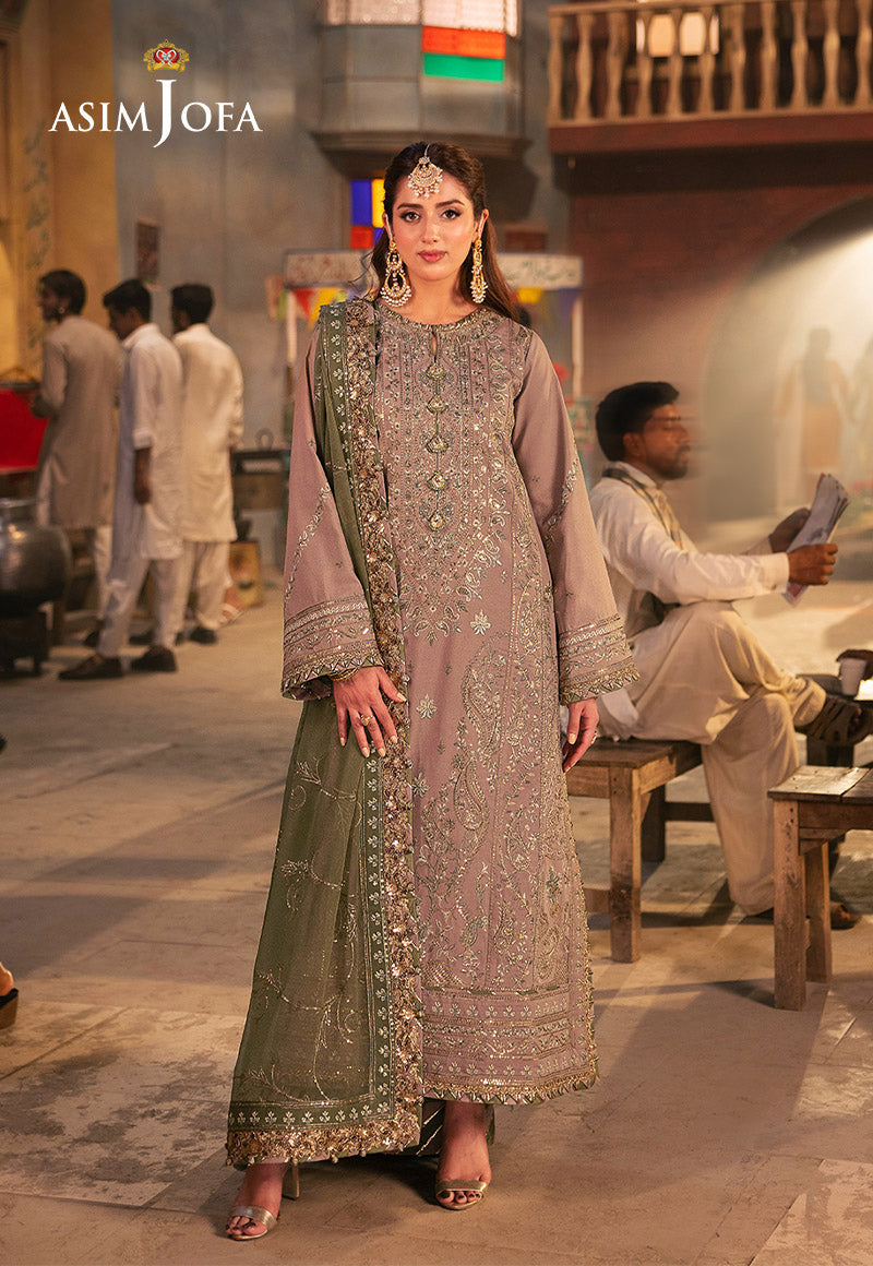 AJKK-08 EMBROIDERED TWISTED SILK 3 PCS |Asim Jofa