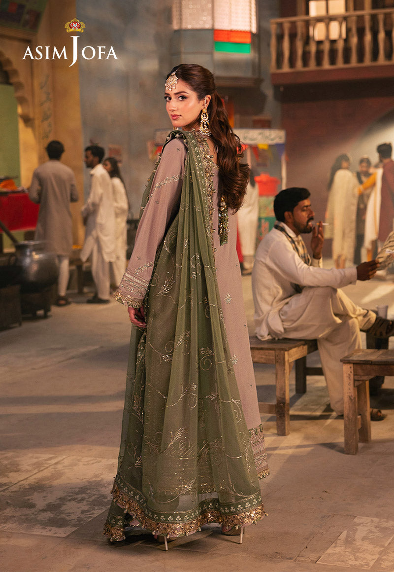 AJKK-08 EMBROIDERED TWISTED SILK 3 PCS |Asim Jofa