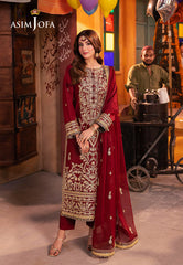 AJKK-20 EMBROIDERED TWISTED SILK 3 PCS |Asim Jofa