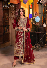 AJKK-20 EMBROIDERED TWISTED SILK 3 PCS |Asim Jofa