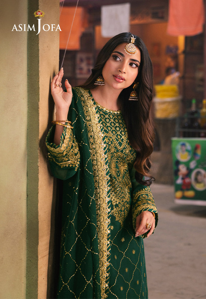 AJKK-22 EMBROIDERED TWISTED SILK 3 PCS |Asim Jofa