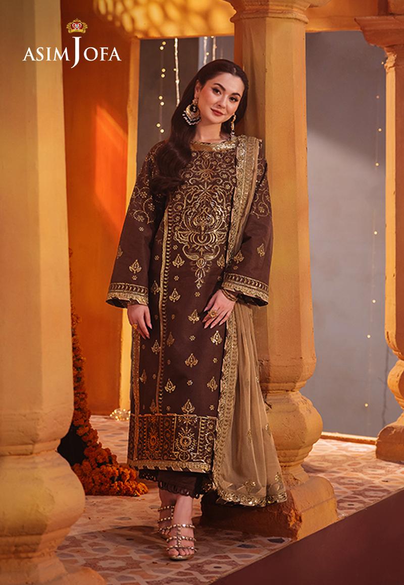 AJKK-26 EMBROIDERED TWISTED SILK 3 PCS |Asim Jofa