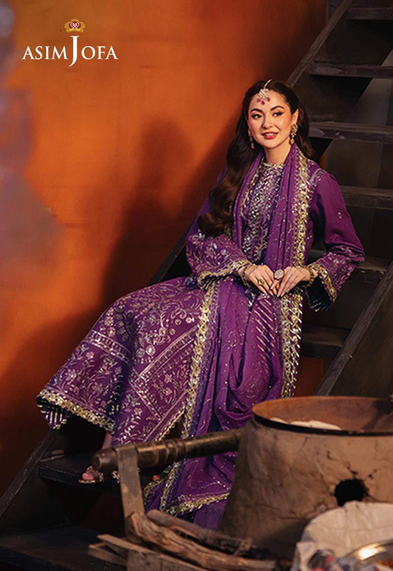 AJKK-07 EMBROIDERED TWISTED SILK 3 PCS |Asim Jofa