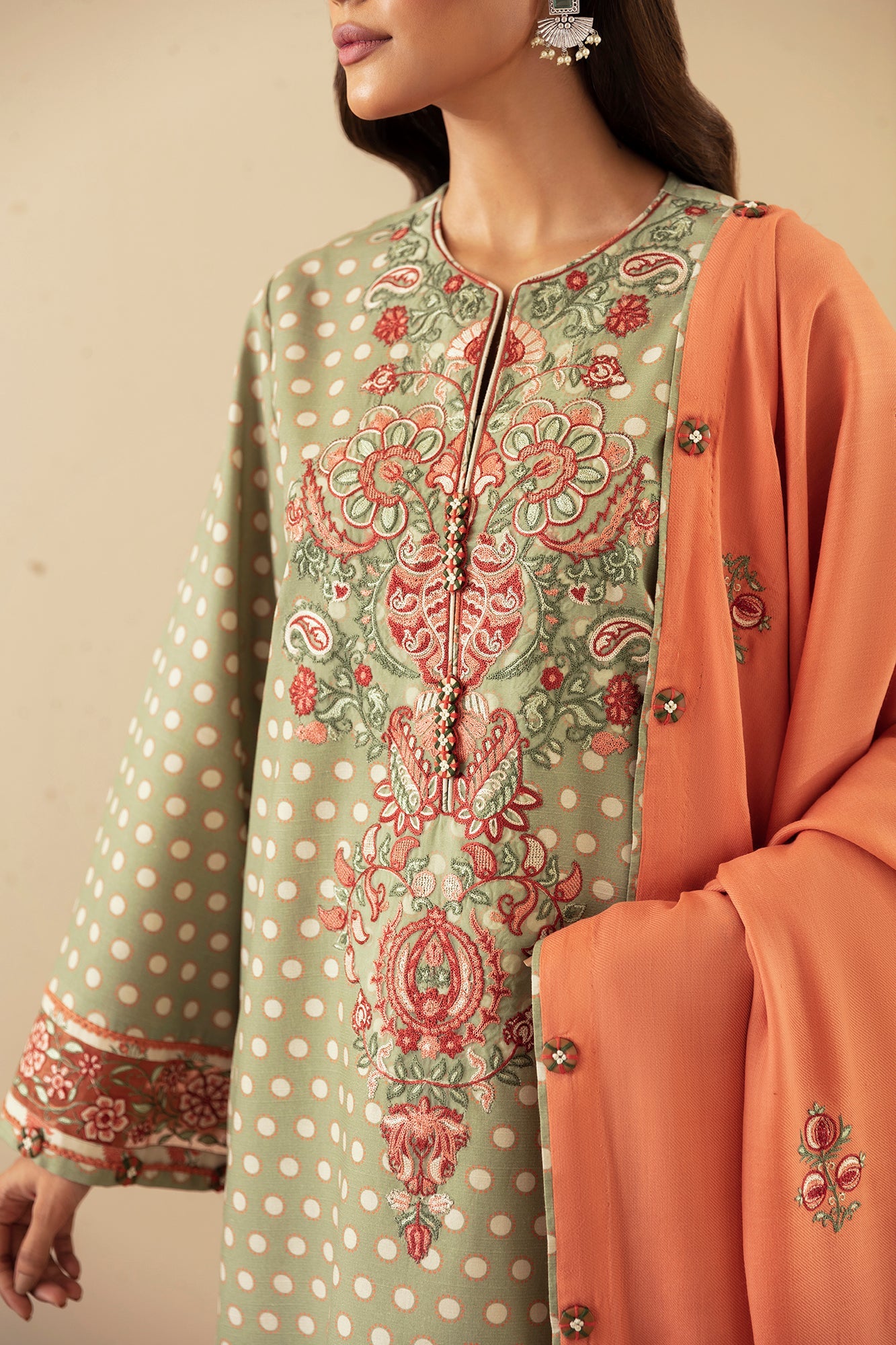 EMBROIDERED SUIT (E0452/203/324) | Rozana | ETHNC