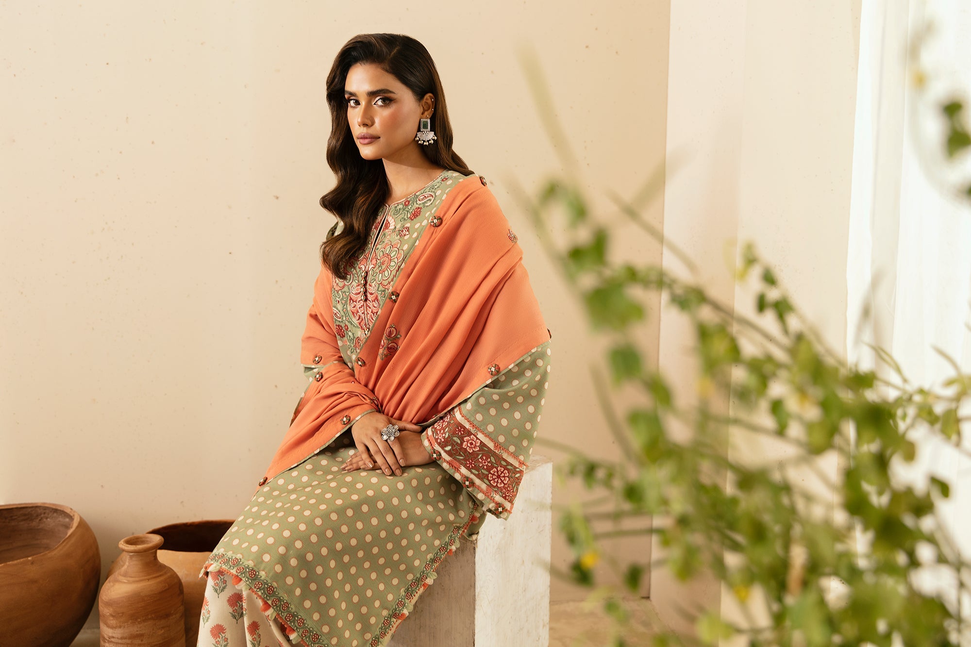 EMBROIDERED SUIT (E0452/203/324) | Rozana | ETHNC