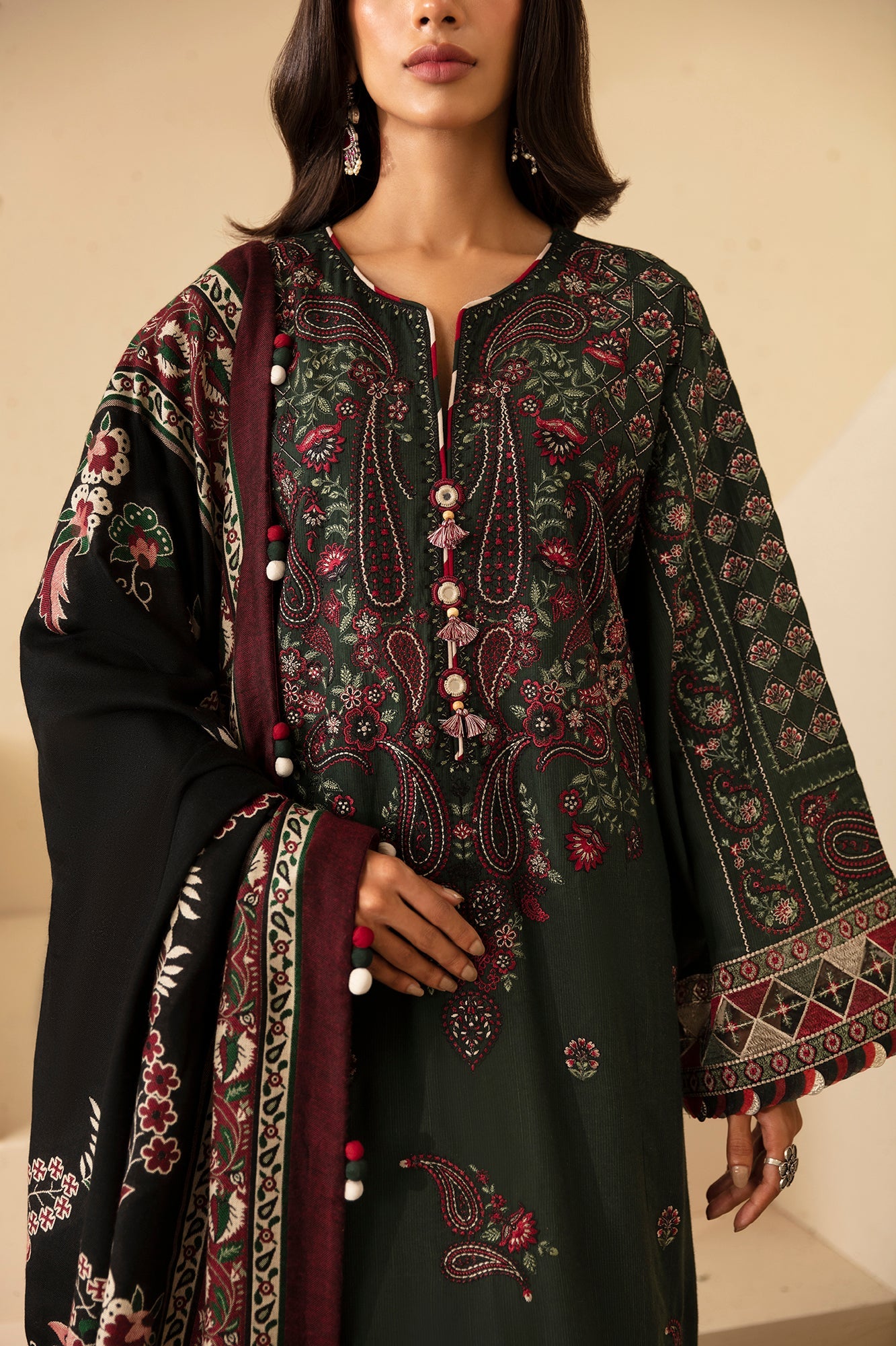 EMBROIDERED SUIT (E0453/203/704) | Rozana | ETHNC